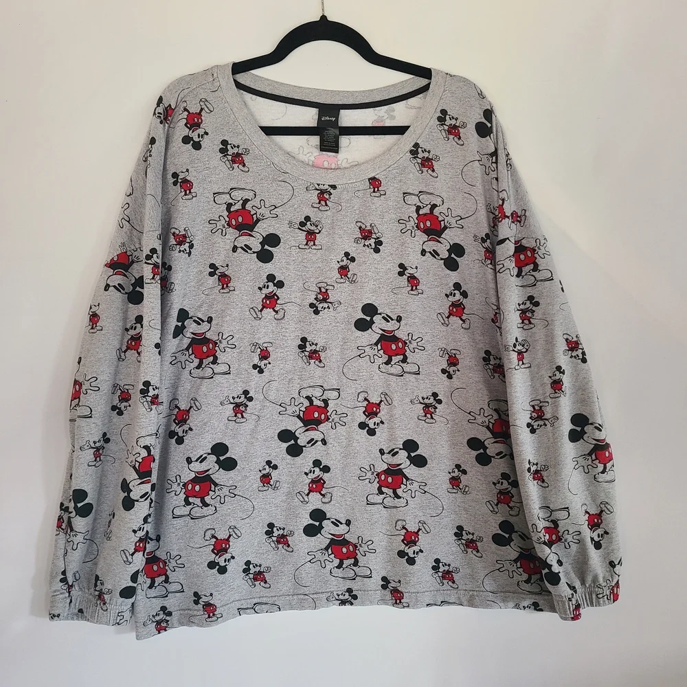 Disney Mickey Mouse Womens Lounge Pajamas - Gray and Red Size Xl - Picture 2 of 13